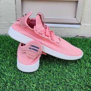 adidas Coral Pink Knit Sneakers with White Sole